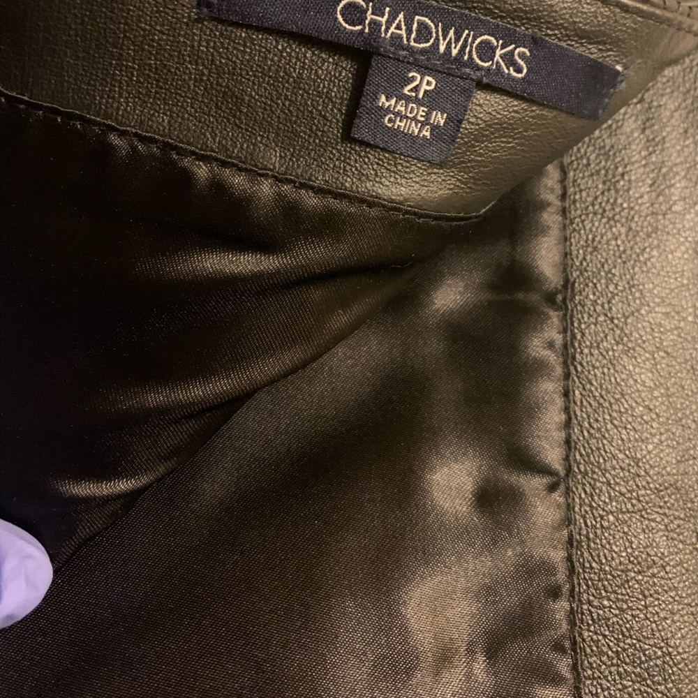 New Without Tags Size 2P Chadwicks women's black leather pencil skirt. - Picture 3 of 8